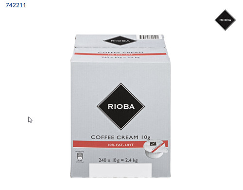 Rioba kaffeesahne fett - rioba, %